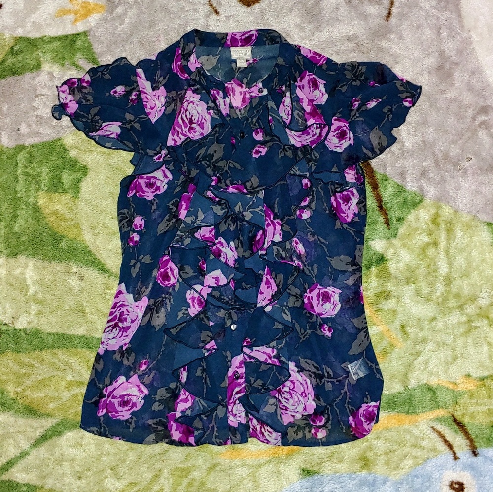 EUC Converse Floral Button Down Top
